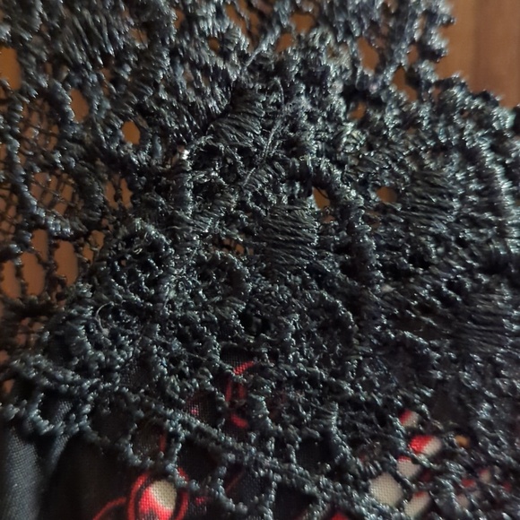 Free People Black Dress with Teal and Purple Rose Print - Picture 3 of 3